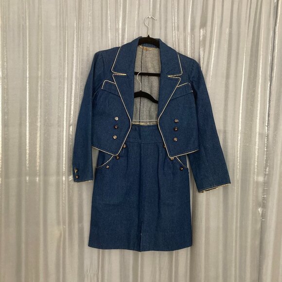 vanguardia elio berhanver Jackets & Blazers - Blue Demin Blazer Pencil Skirt Suit